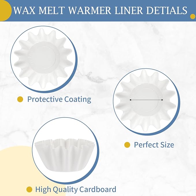 PEASUG 150 Pcs Wax Melt Liners, Wax Melt Warmer Liners, Leakproof & Reusable Wax Melt Cups for Wax Burner, Wax Melters, Candle Warmers, Scented Wax, Plug Warmers, Electric Wax Warmers (White)