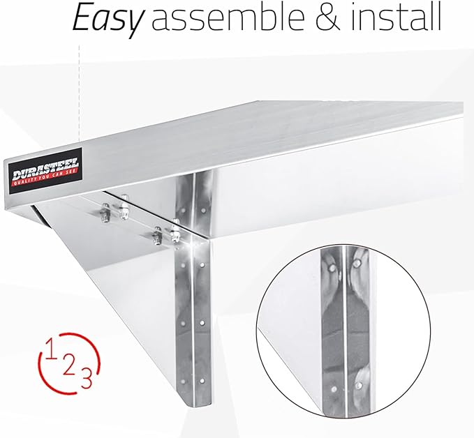 DuraSteel Stainless Steel Shelf - 36 Inch Wide x 12 Deep Commercial NSF Mounted Metal Wall Shelf Pantry Organizer Garage Storage Shelves - Rack Shelving Restaurant Kitchen Units Laundry Utility Room