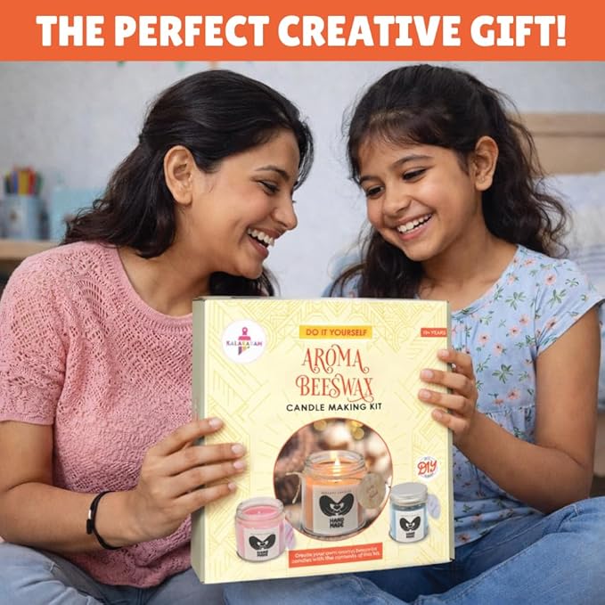 Kalakaram Aroma Beeswax Candle Making Kit, Pure & Natural Beeswax, 6 Decorative Jars, 6 Exotic Scents, Colors & More - Perfect for Home Decor & DIY Gifts - Beginner-Friendly Scented Candles Craft Kit