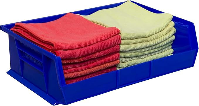 Akro-Mils 30255 AkroBins Plastic Storage Bins, Space-Saving Stackable Bins for Garage, Pantry, Craft Organization, 11" x 16" x 5", Blue, 6-Pack