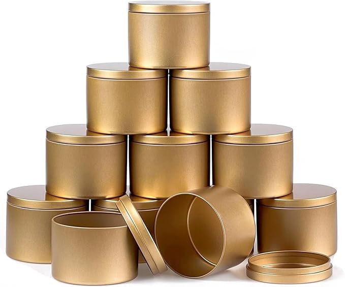 Candle Tins 24 Pcs 8 oz Premium Golden Candle Jars