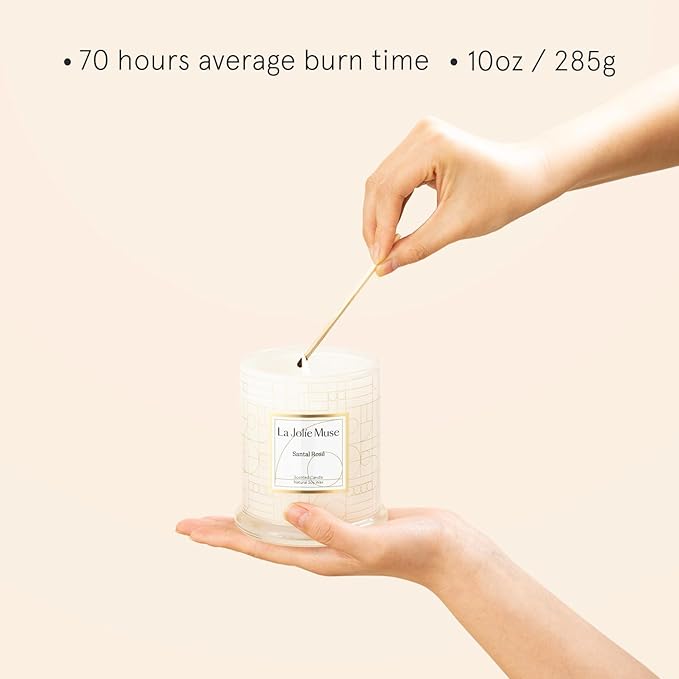 LA JOLIE MUSE Scented Candles, Santal Rosé Candles Gifts for Women, Rose Candles Luxury Jar Candle for Mothers Day Home Scented Large Natural Soy Wax Candles 70 Hours Long Burning 10 oz
