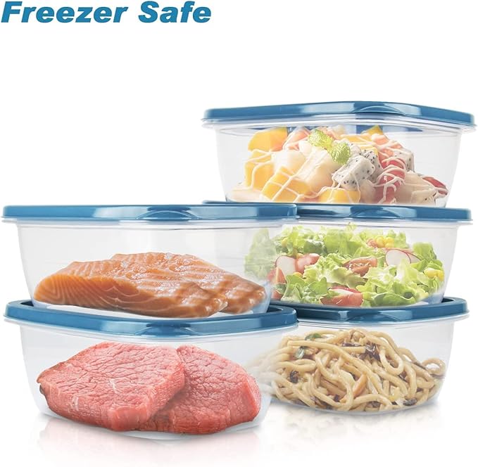 PEDECO 10PCS Food Storage Containers,Freezer Microwave safe,Food Container Sets,BPA Free Plastic Meal Prep Containers & Kitchen Set,Lunch Containers,use for School,Work and Travel,0.53 Quarts Per Box.