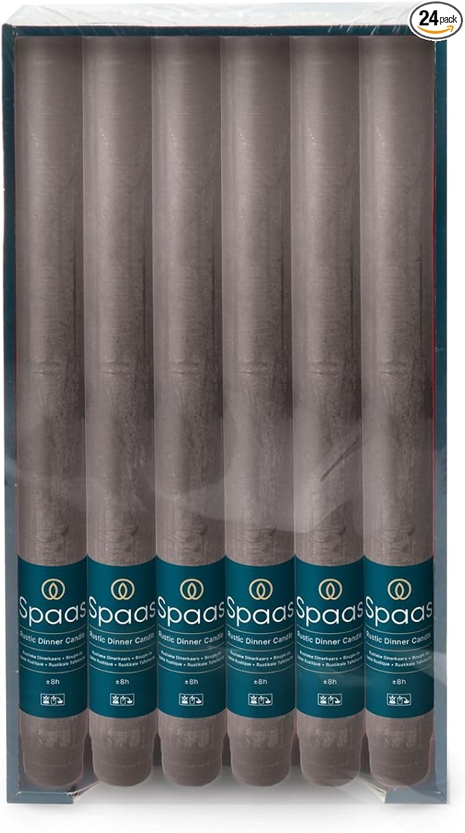 Spaas 12 x 12 Rustic Unscented Household Candles, Paraffin Wax Taupe, D 21 mm x H 250 mm