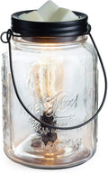 Candle Warmers Etc. Vintage Style Bulb Fragrance Warmer- Light-Up Warmer for Warming Scented Candle Wax Melts and Tarts or Essential Oils to Freshen Room, Clear Mason Jar