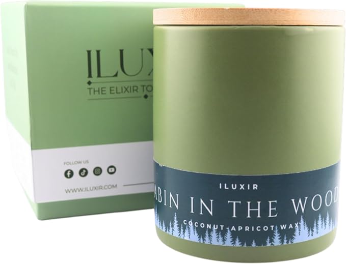 Cabin in The Woods Fall Scented Candles – Handcrafted Fraser Fir Candle with Coconut Wax, Amber and Cedar Scented, Woodsy, Phthalate-Free Autumn Candle for Home Decor (13 oz.)