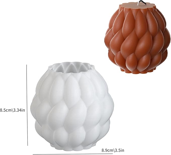 3 Pack Spiral Ball Cylinder Soap & Candle Mold - Silicone 3D Molds for Candy & Home Decor - Resin Casting & Making Molds
