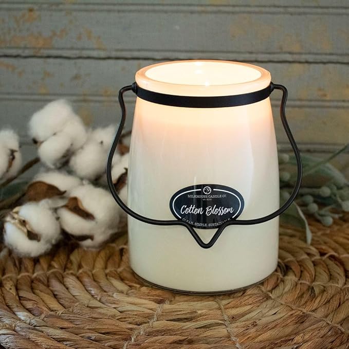 Milkhouse Candle Company - Cotton Blossom - Creamery Collection - 22oz Single Cotton Wick Soy Candles with Beeswax - Long Burn Time, Made in The USA - Non Toxic, Premium Scented Candles