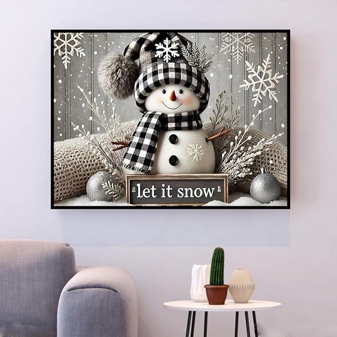 Winter Snowman Diamond Art Kits for Adults, Christmas Diamond Painting Kits for Beginners, 5D Full Drill Gem Art Paint with Diamonds Dots Crafts Kits for Home Decor Gift 16x12inch