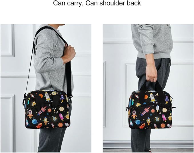 CBBYY Planet Rocket Lunch Bags for Women Men,Reusable Insulated Lunch Box, Adjustable Shoulder Straps Tote Lunch Bag for Work Picnic School