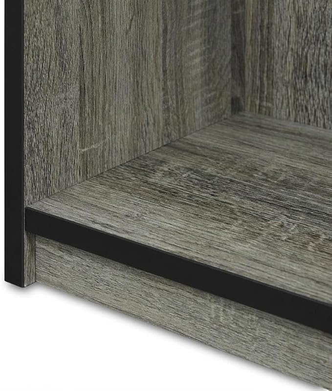 Furnifact French Oak Grey 3-Tier Adjustable Shelf Bookcase with Wooden Shelves, Modern Storage Solution for Home Office or Living Room