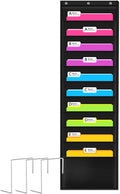 Godery Premium Hanging File Folder Organizer, 10 Pockets, & 3 Hangers Cascading Wall Organizer，Perfect for Home Organization, School Pocket Chart, Office Bill Filing. Wall or Over Door Mount