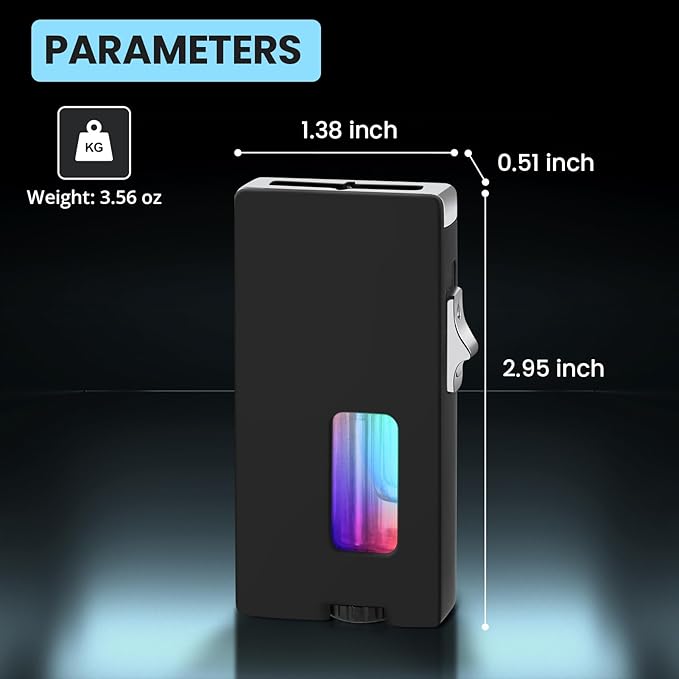 CHOICEDC Cool Lighters for Men, Butane Refillable Lighter, Vintage Lighters with Unique Shake Ignition, Visible Gas Tank, Adjustable Wide Flat Soft Flame Lighter, Novelty Gifts for Men Women, No Fuel