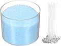 MECCANIXITY Pearled Sand Candles with 30 Pcs Wicks 14Oz / 400g Candle Beads Refillable Powder Sand Wax Making Kit for Thanksgiving Christmas Wedding Party DIY Home Crafts, Sky Blue