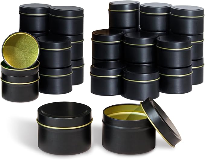 Aroparc Candle Tins 8oz, 24 Piece, Bulk Containers for Candle Making Jars with Lids - Black