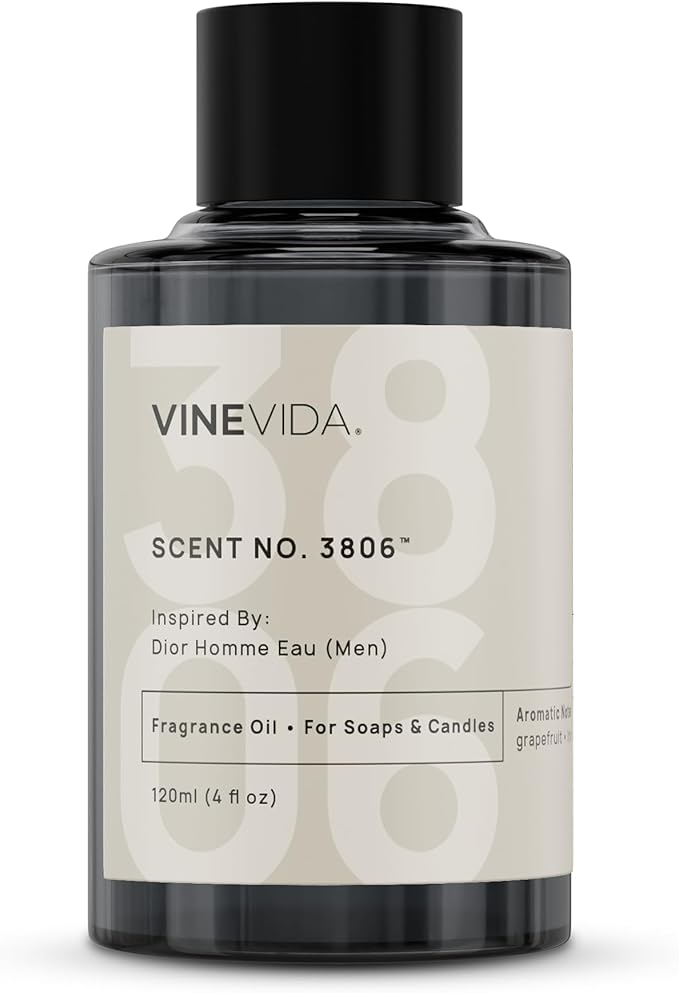 VINEVIDA [4 Oz] Scent No. 3806 Inspired by Homme Eau (Men); Fragrance Oil for Candle Making and Soap Making - Premium Candle Scents for Soy Candles
