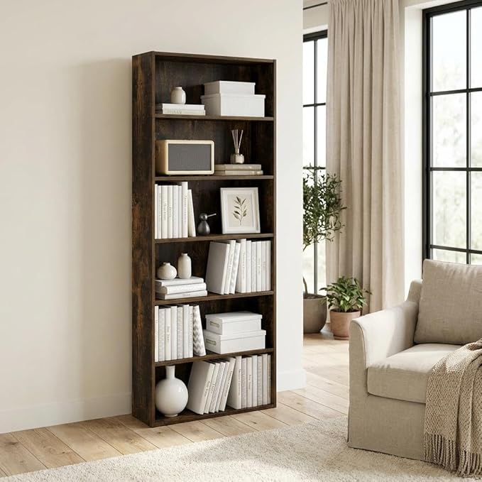 Furnifact Amber Pine Bookcase with Classic Wooden Design, Sturdy Construction, Ample Storage Space for Living Room, Home Office, Stylish and Durable