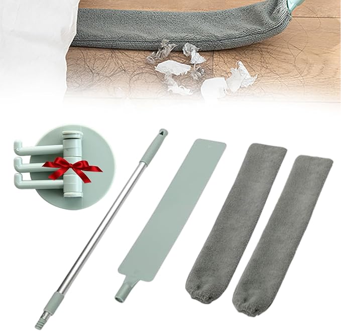 2025 New Retractable Gap Dust Cleaning Artifact, Saker Plus Mop with 3-Layer Hook 3 Microfiber Dusting Cloths Long Handle for Cleaning Under Refrigerator