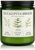 Eucalyptus & Mint Candles for Home Scented, 20 Hours Burn Soy Candle Gift for Women Stress Relief, Meditation, Yoga, Relaxing, Natural Soy Wax for Men and Women, 4oz