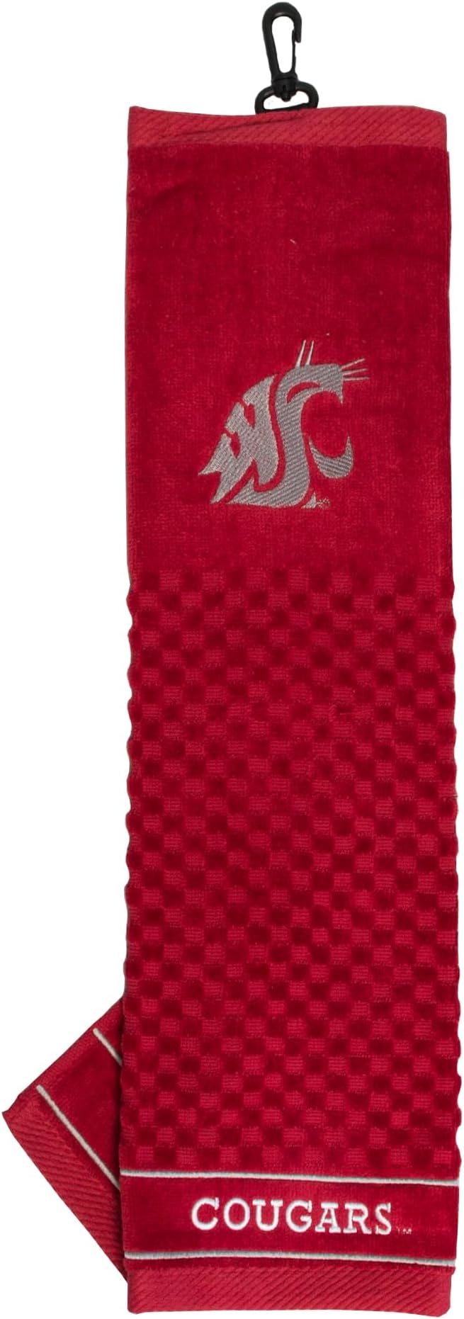 Team Golf NCAA Washington State Cougars Embroidered Golf Towel Embroidered Golf Towel, Checkered Scrubber Design, Embroidered Logo
