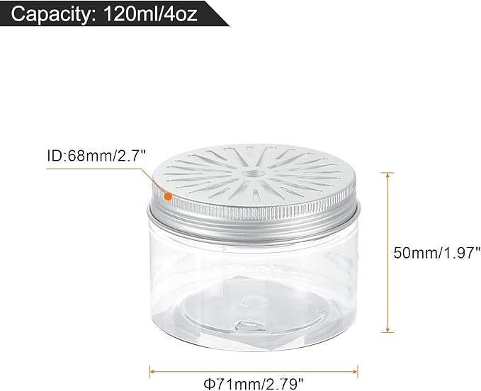 HARFINGTON 12 Pcs Empty Scent Beads Storage Container 4oz/120ml Air Freshener Tins Round Refillable Spice Containers Plastic Jars Sample for Air Freshener Candles Travel Storage