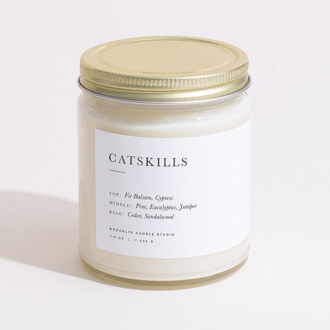 Brooklyn Candle Studio Catskills Jar Candle - Luxury Scented Candle, Vegan Soy Wax, Hand Poured in The USA, 50 Hour Slow Burn Time - 7.5oz