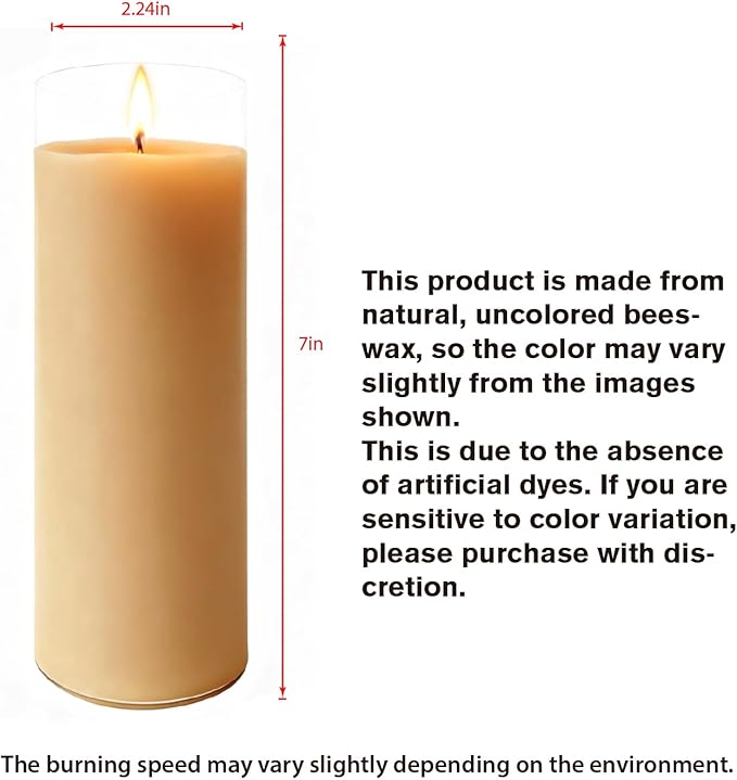 Pure Beeswax Prayer Candles 7 Day Devotional Candles in Glass-1Pack with 120 Hours Long Burn Time, Honey Fragrance Religious Candles Catholic for Memorials, Vigil, Church