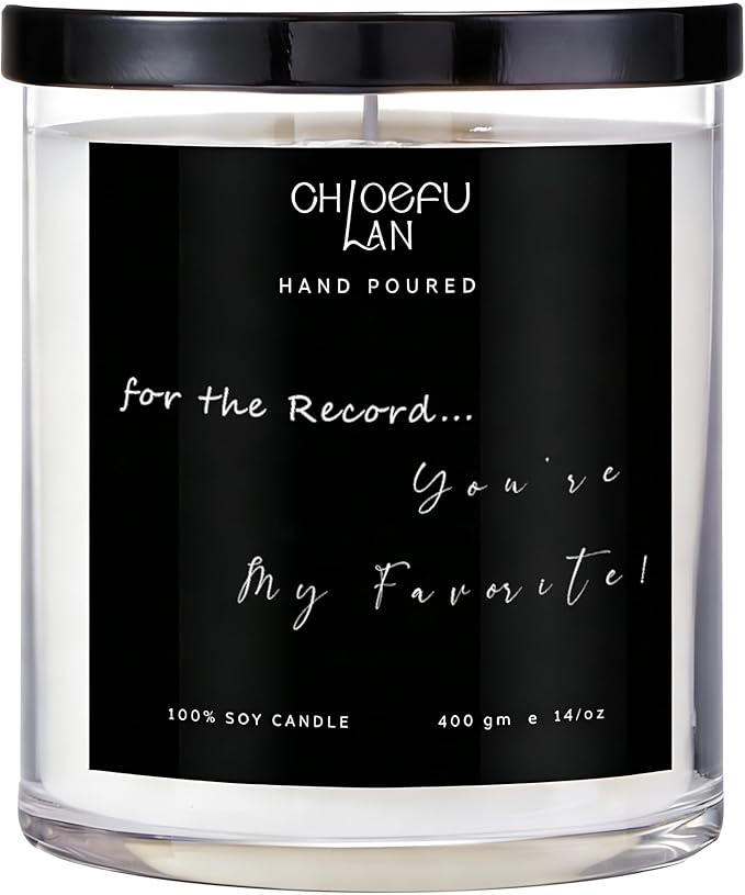 Sentimental Motivational Jasmine Candle 400g - for The Record, You are My Favorite Premium Essential Oil Candle, Long-Lasting Floral Scent for Relaxation, Valentine’s Day & Housewarming Gifts