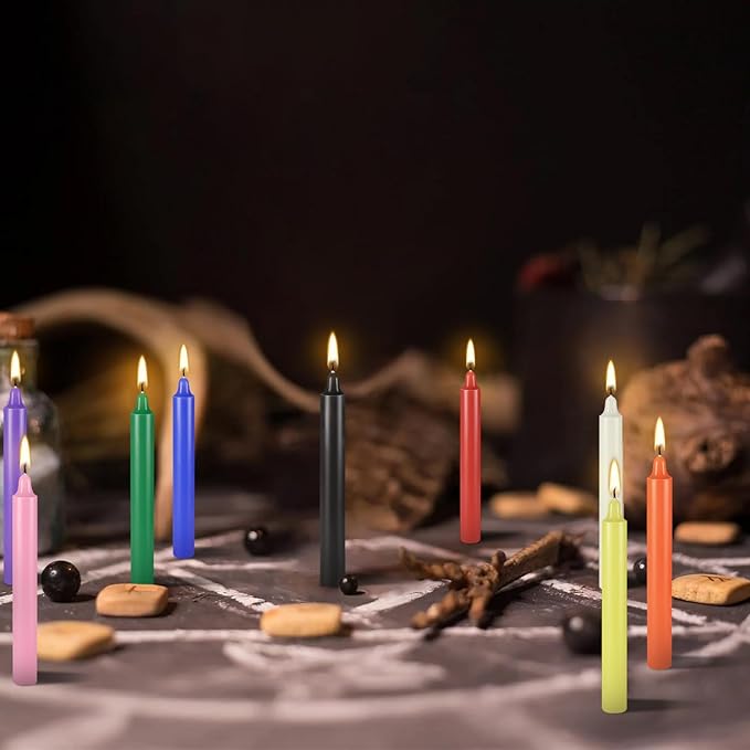 60 Pack 4 Inch Assorted Color Spell Chime Mini Taper Candles-10 Colours, Perfect for Rituals, Prayer, Meditation,Home Decor,Spiritual Practices, Wicca,Witchcraft Candle,Unscented Ritual Candles