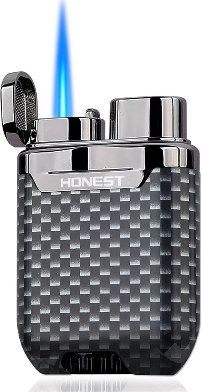 HONEST Torch Lighter Butane Windproof Lighter Mens Gifts Lighter for Candle Camping Family Use (Carbon)