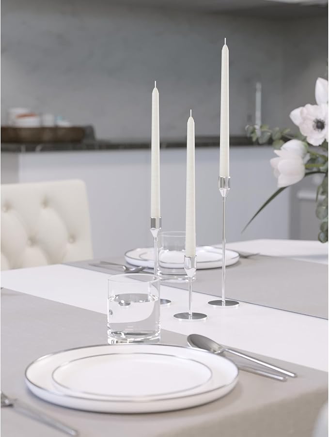 CANDWAX Candle Set of 12 Ivory Taper Candles 8 inch - Dripless and Ideal for Wedding Use - Long Burning and Unscented Candlesticks - Ivory Candles