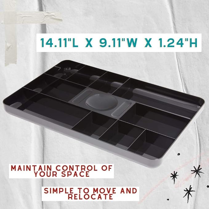 1InTheOffice Desk Drawer Organizer Tray, 13-Compartment Office Desk Drawer Organizer Black