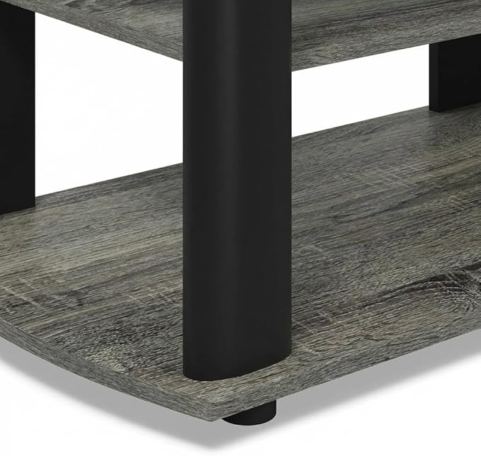 Furnifact French Oak/Black Nelly Entertainment Center TV Stand with Composite Wood Construction, Modern Design, Durable and Space-Saving for Living Room