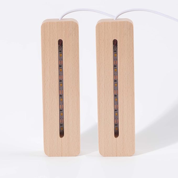Resin Casting Mold Silicone Mold Supplies 2 Pack 6 Inch Rounded CuboidLed Wood Led Base Rectangle Led Light Base 2Pcs White LED Base