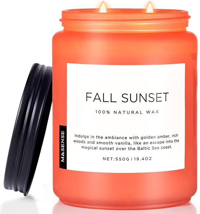 M&SENSE Amber Santal Soy Candles, Scented Candle 110 Hours Long Lasting Clean Burn Large Candle for Home Natural Organic Aromatherapy Relaxing Candle Birthday Holiday Gifts for Mom Friends