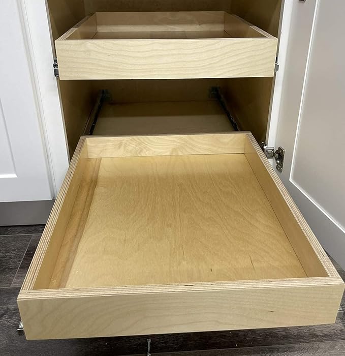 Sublime Design - Baltic Birch Wood Pull Out Cabinet Organizer | Slide Out Drawers for Kitchen Cabinets | Replacement Kitchen Drawer (Side Mounting, 15" Inches Wide)