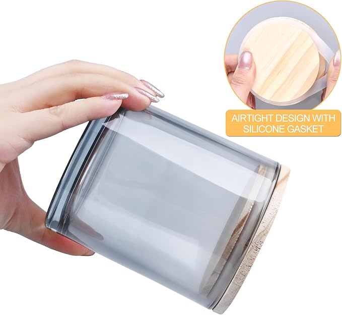 SHOWIN 14 OZ Thick Candle Jars for Making Candles 12 Pcs, 3 Wick Empty Jars with Wood Lids for Candle Making, Sample Container,Clear Grey