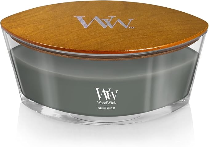 WoodWick Evening Bonfire Holiday Candle Gifts for Women and Men, 16 oz Ellipse Candle with Crackling Wick