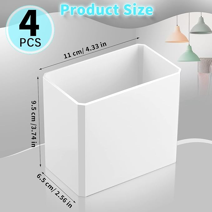 Suclain 4 Pcs Wall Mounted Organizer Non-Drilling Adhesive Floating Shelf White Wall Bin Organizer Hanging Storage Containers for Bedroom Bathroom Kitchen Office
