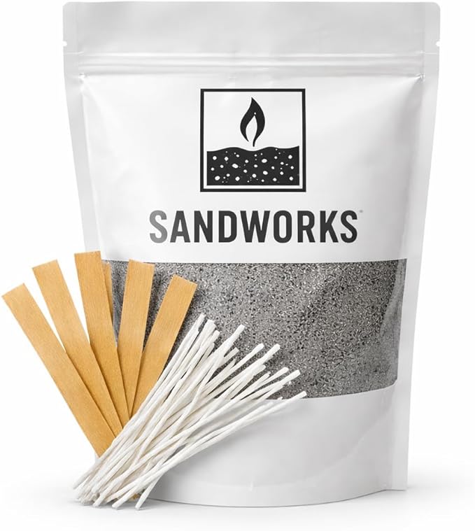 Sand Wax Candle Making Kit – 5 Wooden Wicks & 15 Cotton Wicks, 500 g Premium Fragrance-Free Sand Wax (Stone Ash)