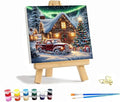 VIGEGU Christmas Paint by Numbers Kit for Adults with Framed,Winter Truck Christmas Tree House Aurora Landscape Paint by Number DIY Adult Paint by Number Kits for Wall Decor 12x12in