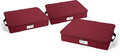 Covermates Keepsakes Zip-Top Storage Box Set, 3 Pack Heavy Duty Polyester Organizer Bins, Stackable Design, ID Window, Reinforced Handles, Closet Home Storage, Scarlett Red