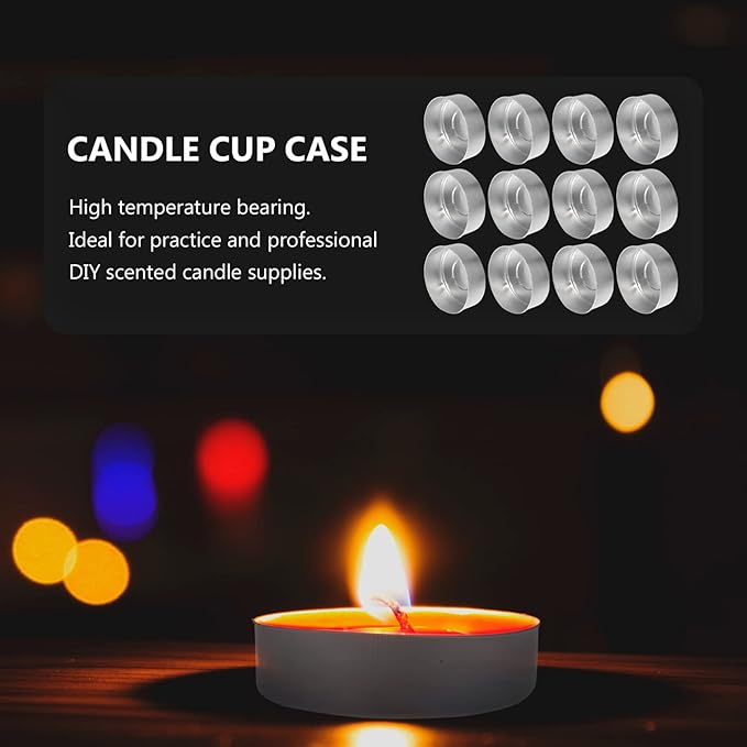 EXCEART Aluminum Candle Cup Case 1.37 Inch Tea Light Holder Lightweight Metal Shell for DIY Scented Candle Making Craft Storage and Candy Container
