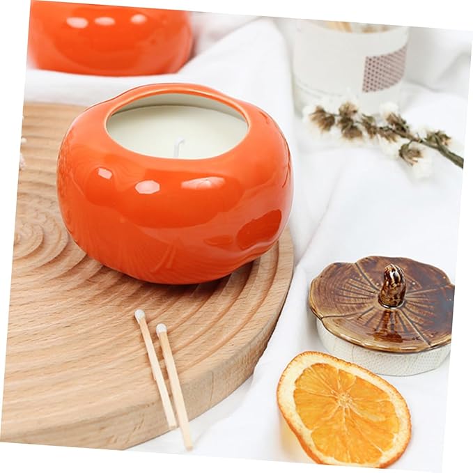 DIY Scented Candle Cup Ceramic Mason Jar Holder Persimmon Shape Craft Candle Container