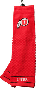 Team Golf Utah Utes Embroidered Golf Towel, Checkered Scrubber Design, 100% Cotton