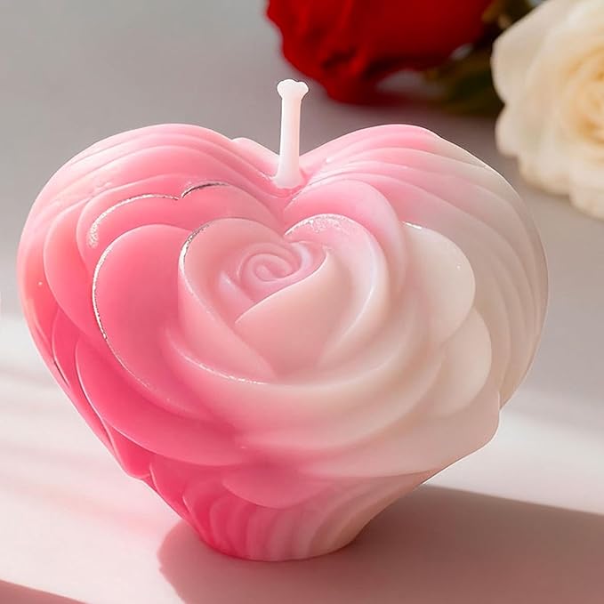 Round Rose Flower Heart Cylinder Candle & Resin Mold - Resin Casting Silicone Molds for Home Decor & Candle Making Wave Spiral Mold