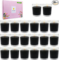 20 Packs Unscented Black Votive Candles in Glass, Small 2 Inch Soy Wax Candles for Halloween Wedding Party Home Holidays Relaxation Spa