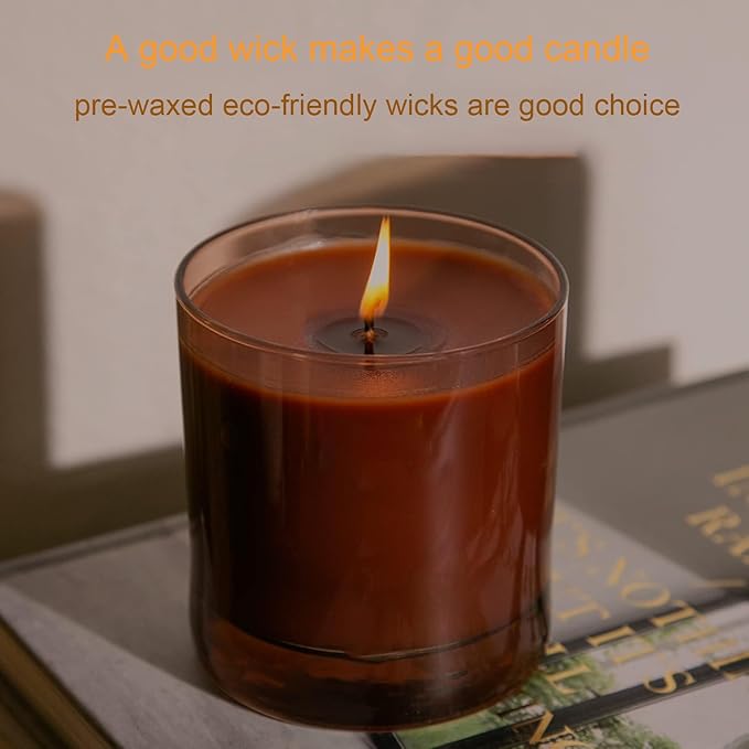 100 pcs 6" ECO Candle Wicks for Candle Making Coated with Natural Soy Wax, Low Smoke Cotton Threads Woven with Paper with 20 pcs Candles Wicks Stickers & Wicks Centering Device