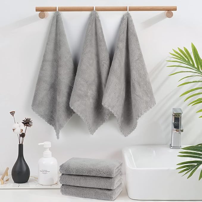 SUNLAND Microfiber Face Cloth Reusable Makeup Remover Facial Cleansing Towel Ultra Soft Face Washcloth 12inchx12inch 12 Pack Grey