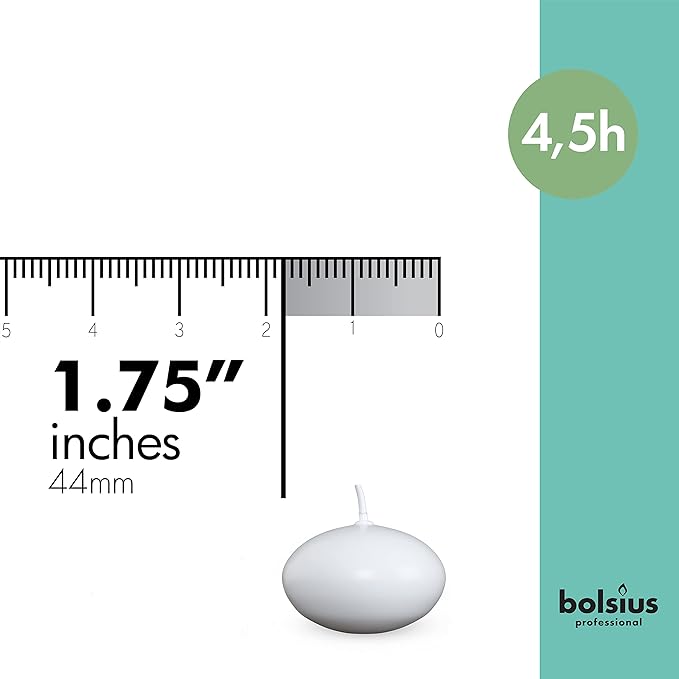 Bolsius White Floating Candles 1.75 Inch, 20 Pack Candle Set – 4,5 Hours Burn Time – Premium European Quality – Smokeless & Dripless Smooth Flame – 100% Cotton Wick – Beach, Wedding, & Party Accessory